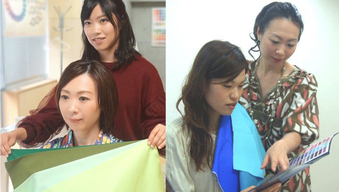 実際のドレーピング練習。ドレープさばきのスキルアップのほか、クライアントのニーズに合った分析力を磨いていきます